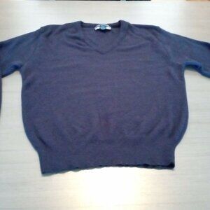 Vintage Mens Steeplechase Sweater ... 1980s ... Solid Blue V-Neck ... Size Small